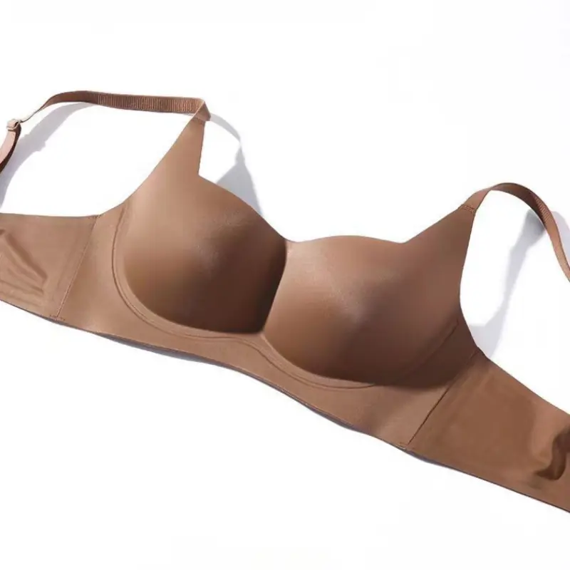 Women's Lingerie Square Collar Without Steel Ring Underwear Solid No Trace Thin Bra Small Breasts Close Together Prevent Sagging