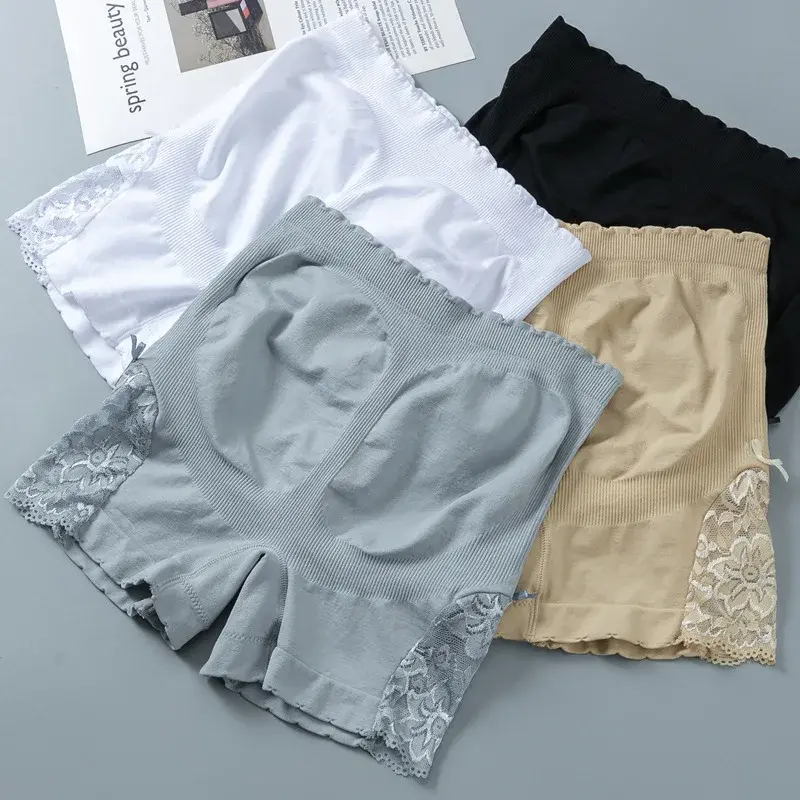 Seamless Lace Safety Short Pants Thin Dress Leggings High Waist Hip-lifting Pants Ice Silk Panties Summer Underwear Accessories
