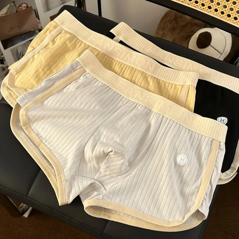 Men's Boxer Shorts Loose Striped Pure Cotton Breathable Boxershort Mens Boxers Men's Mid-waist Four Corner Pants Plus Size L-3XL