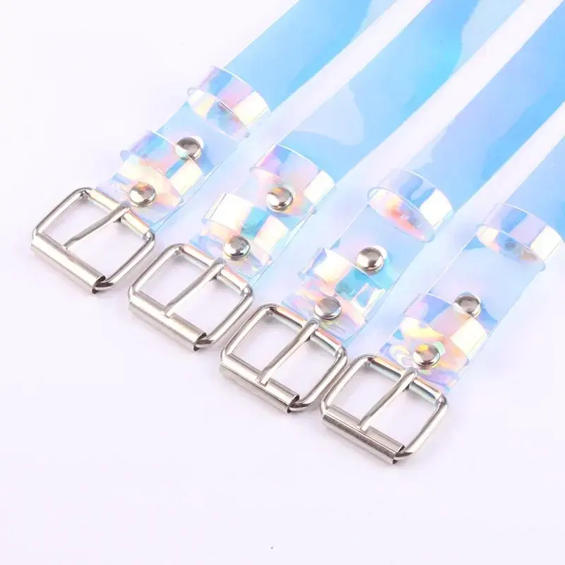 Fashion Transparent Women Belt Laser Holographic Clear Pin Buckle Wide Waist Bands Waistband Invisible Punk Waist Belt 2024 NEW