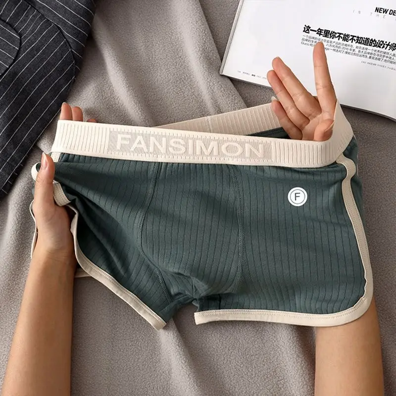 Men's Boxer Shorts Loose Striped Pure Cotton Breathable Boxershort Mens Boxers Men's Mid-waist Four Corner Pants Plus Size L-3XL
