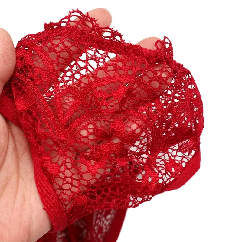 New Sexy Eyelash Lace Bra Set Ladies Bralette Push Up Lingerie Bras Briefs Set Women Deep V Cross Back Transparent G-string