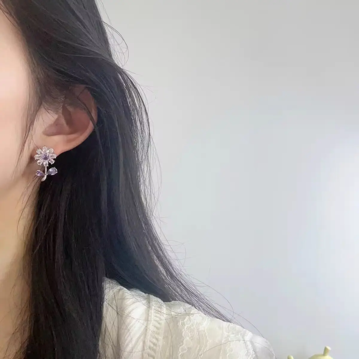 Fashion Plant Pendant Necklace Earrings High Grade Zircon Flower Jewelry Sets Party Gifts For Women Girls