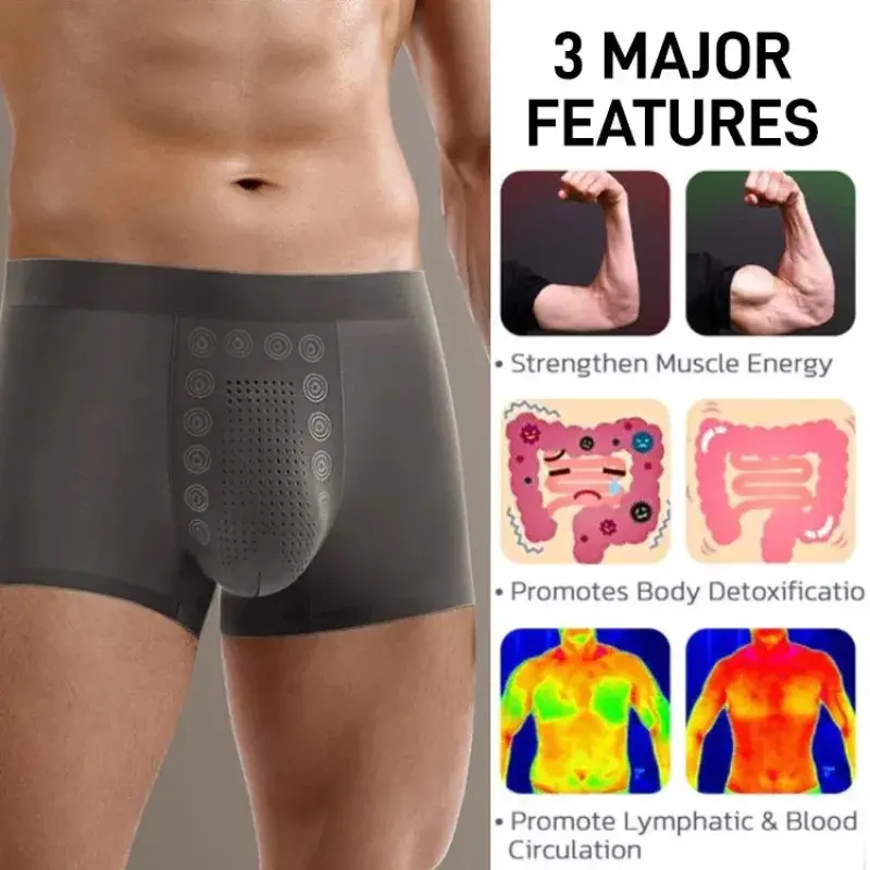 Men's Magnetic Therapy Underwear Quick-drying Breathable Physical Massage Particle Mid-waist Shorts