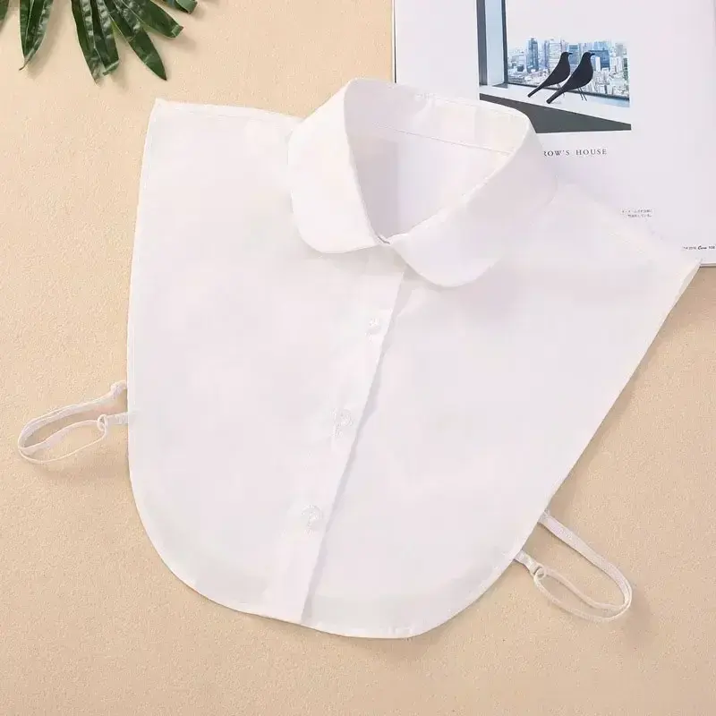 Women Cotton Lace Fake Collar Blouse Vintage Solid Detachable Shirt Collar False Lapel Blouse Top Women Clothes Accessories