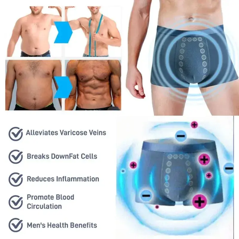 Men's Magnetic Therapy Underwear Quick-drying Breathable Physical Massage Particle Mid-waist Shorts