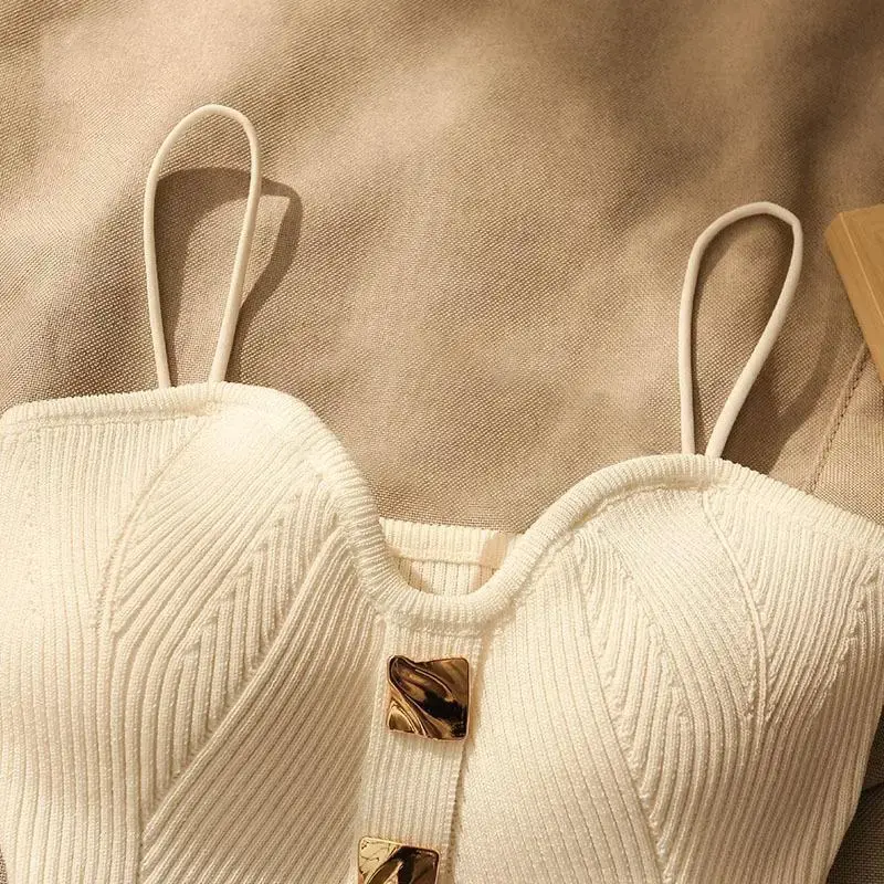 French Style Cross-knit Suspender Women's Summer Wear Sexy Beauty Camisole Slim High-end Bottom Bandeau Top