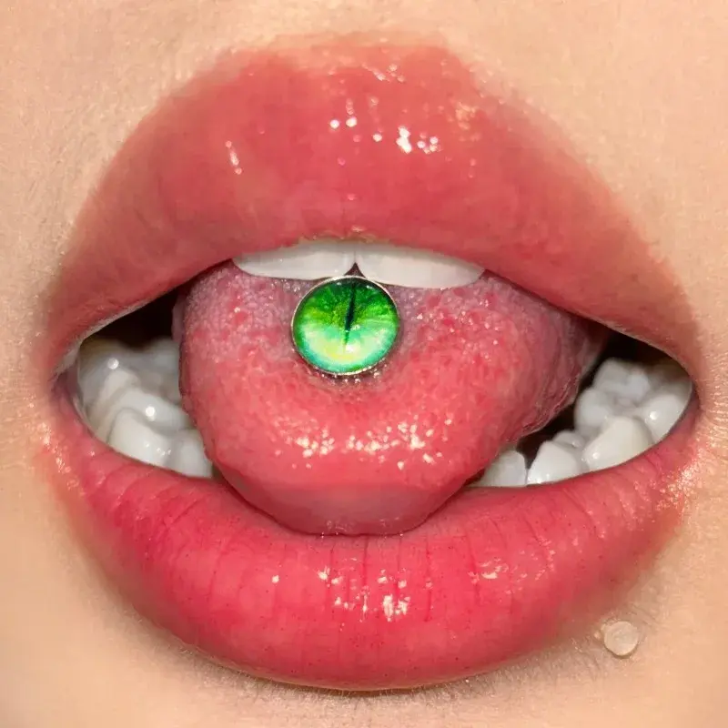Anti-Allergy Surgical Steel Tongue Rings For Women Devil Eyes Tongue Ring Sets  Tongue Studs Piercing Body Jewelry