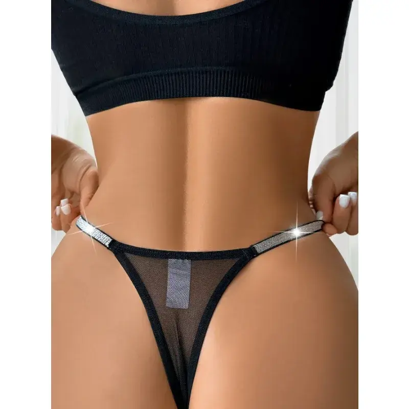 Sexy Women Thongs Two Shiny Belts T-Back Low Waist Breathable Stretch Lady G-string Intimate Lingerie