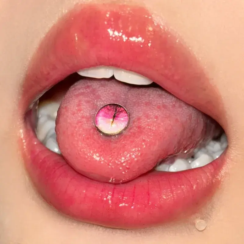 Anti-Allergy Surgical Steel Tongue Rings For Women Devil Eyes Tongue Ring Sets  Tongue Studs Piercing Body Jewelry