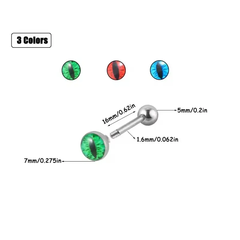 Anti-Allergy Surgical Steel Tongue Rings For Women Devil Eyes Tongue Ring Sets  Tongue Studs Piercing Body Jewelry
