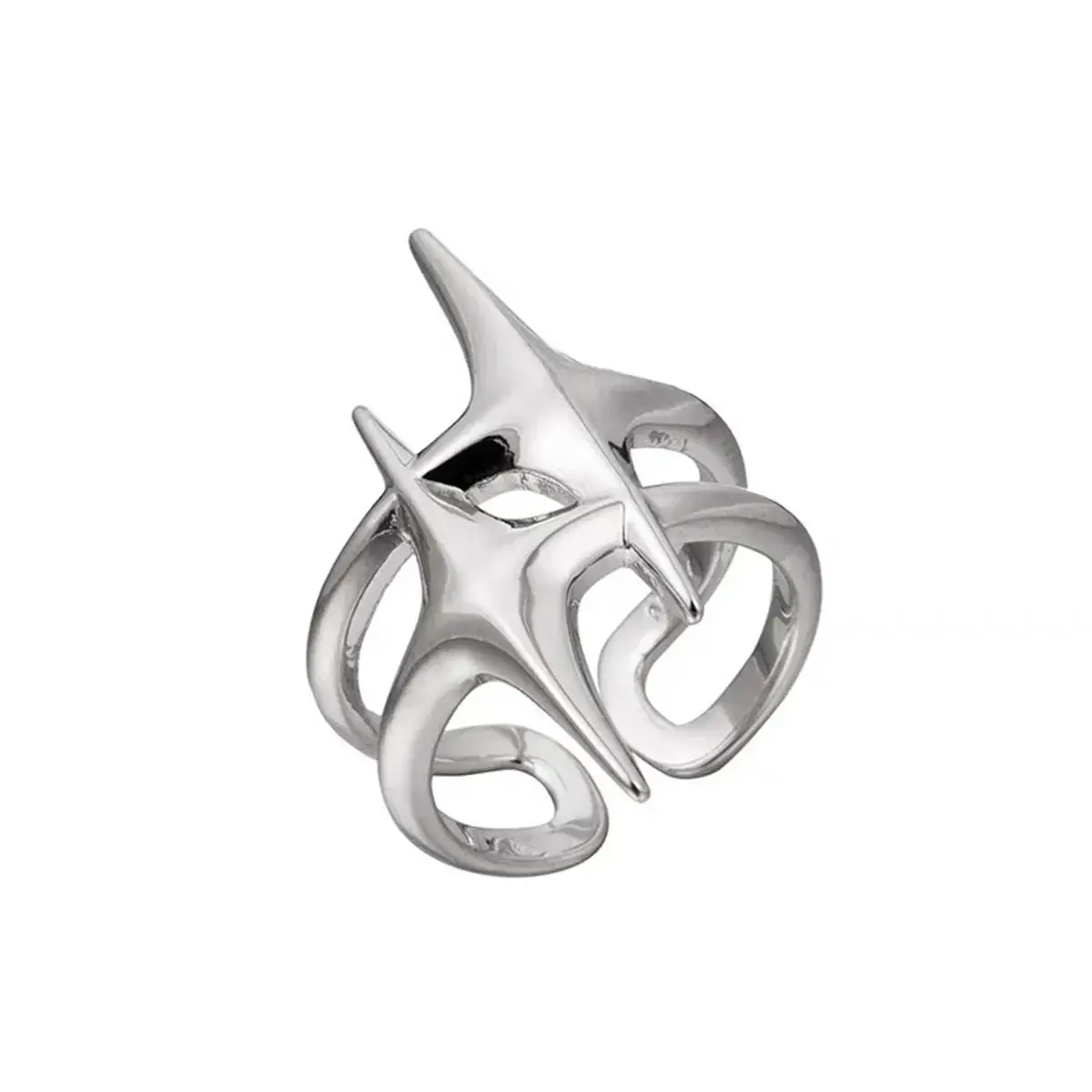 Vintage Irregular Cross Star Couple Ring for Women Men Punk Gothic Sliver Color Adjustable Rings Y2K Egirl Jewelry Gift