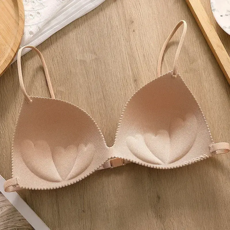 New Thin Shoulder Strap Girls Backless Bra Push Up Bra One Piece Bra Seamless Underwear Women Ultra-thin Underwear