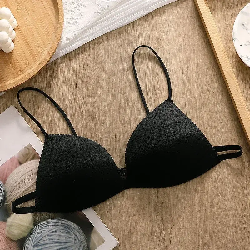 New Thin Shoulder Strap Girls Backless Bra Push Up Bra One Piece Bra Seamless Underwear Women Ultra-thin Underwear