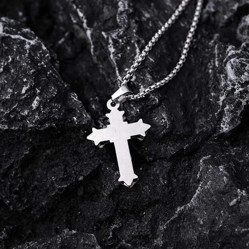 New Classic Religious Cross Pendant Necklace Goth Vintage Stainless Steel Necklaces for Women Men Gift Crucifix Charms Jewelry