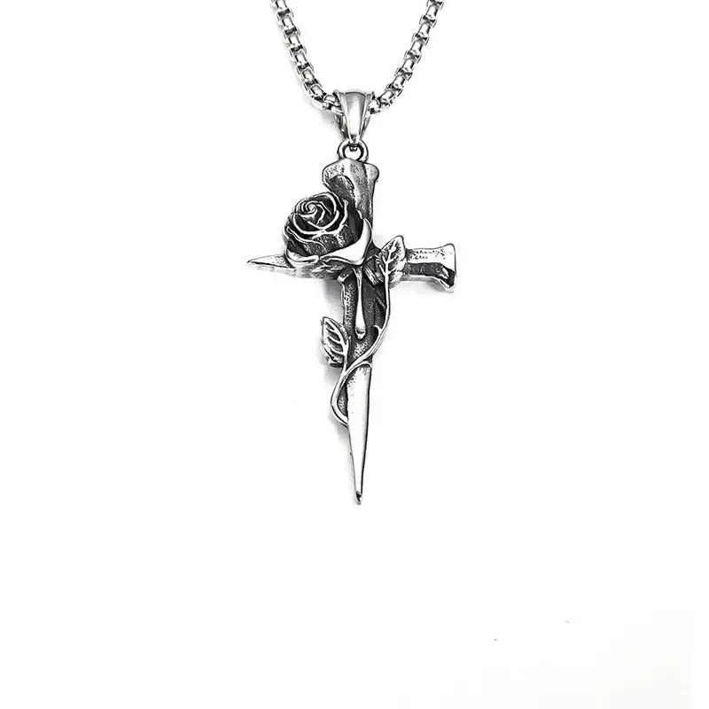 New Classic Religious Cross Pendant Necklace Goth Vintage Stainless Steel Necklaces for Women Men Gift Crucifix Charms Jewelry