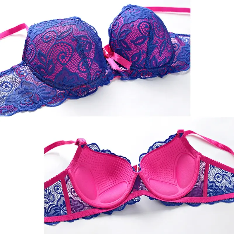 Sexy Bras for Women Underwired No Pad Push Up Bra Color Block Lace Patchwork Bra Bralette Plus Size Women Bras Sutian Feminino