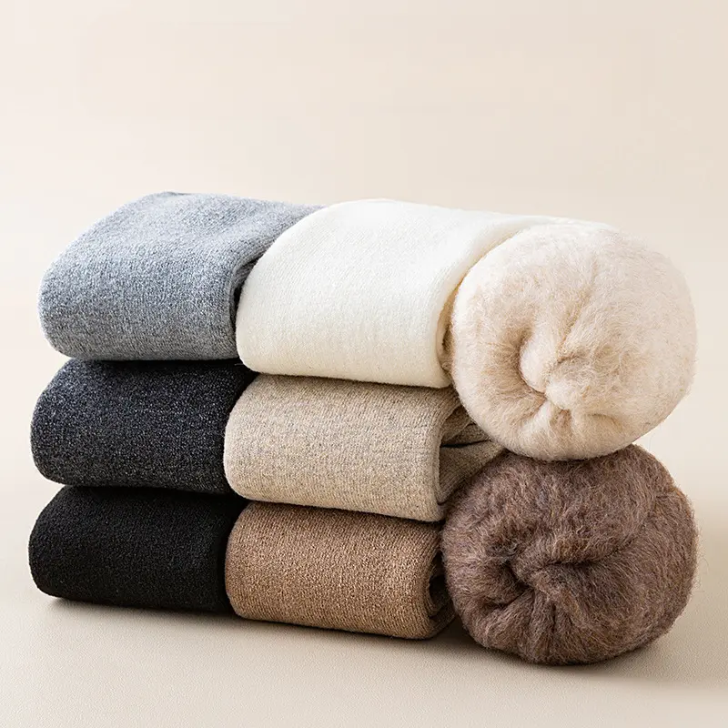 Women Warm Long Socks Winter Soft Thermal Knee-High Stockings Female Thicken Solid Fluffy Knee Long Leg Sock