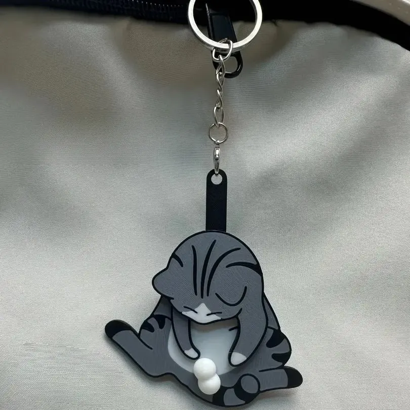 3/1pcs Rotating Black/White Cat Play Balls Kawaii Keychain Acrylic Novelty Cute Creative Personality Bag Hanging Ornaments Gift