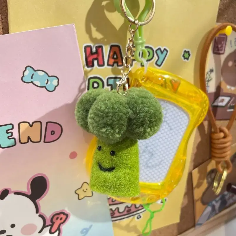 Creative Cute Cartoon Green Broccoli Shape Vegetable Pendant Handmade Exquisite Fashion Personality Decorative Keychain