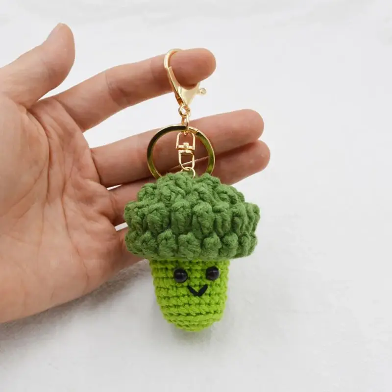 Creative Cute Cartoon Green Broccoli Shape Vegetable Pendant Handmade Exquisite Fashion Personality Decorative Keychain