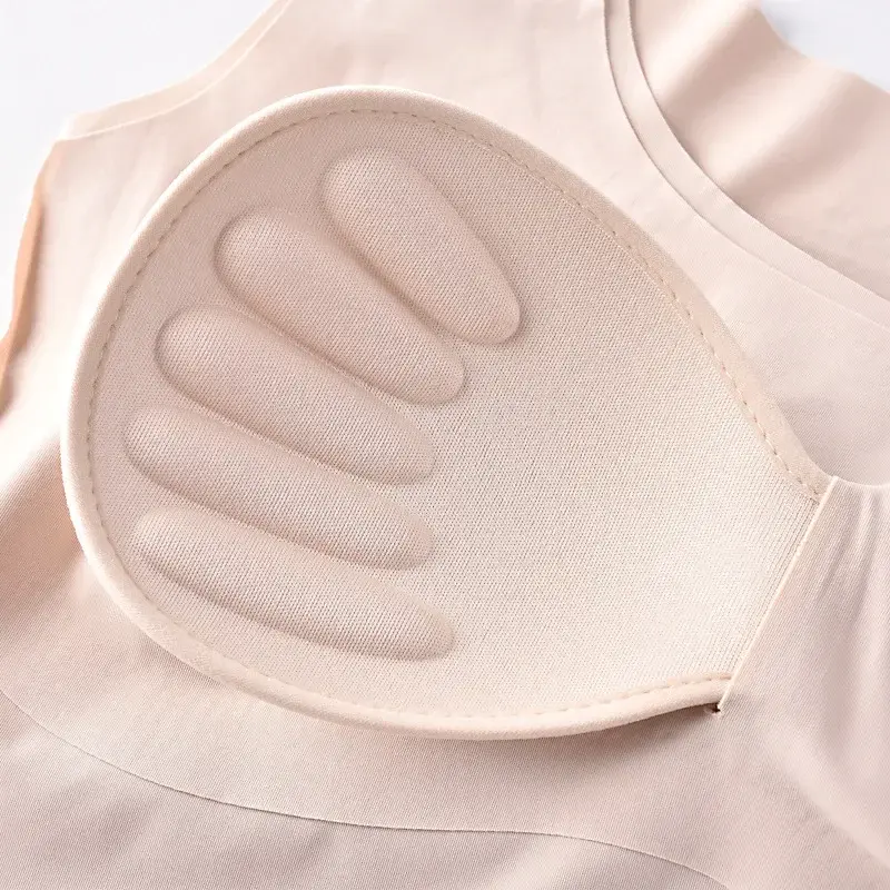 Ice Silk Tank Top Wireless Padded Lingerie Push Up Seamless Padded Vest Crop Top Tee Camisole Summer Women Crop Top Undershirt