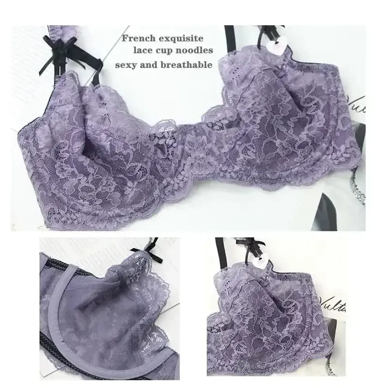 New Sexy Plus Size Lingerie Floral Lace ABCDE Cup Underwear Female Black White Red Purple Brassiere Bralette Push Up Bras