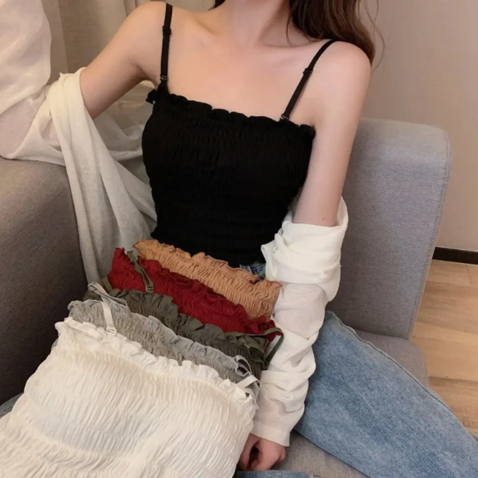 High Quality Girls Camisole Women Underwear Tube Tops Elastic Soft Crop Tops with Pad Solid Color Sleeveless Cami Bra Vest Hot