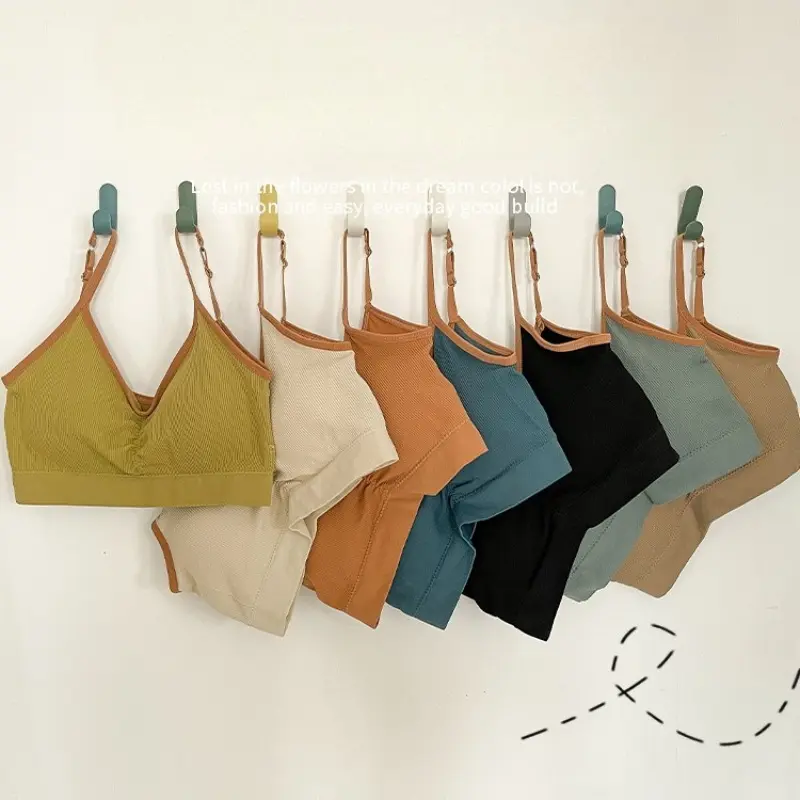 Women's Cotton Underwear Tube Tops Sexy Color Matching Bra Fashion Sports Comfort Tank Up Girl Suspender Underwear Sexy Lingerie