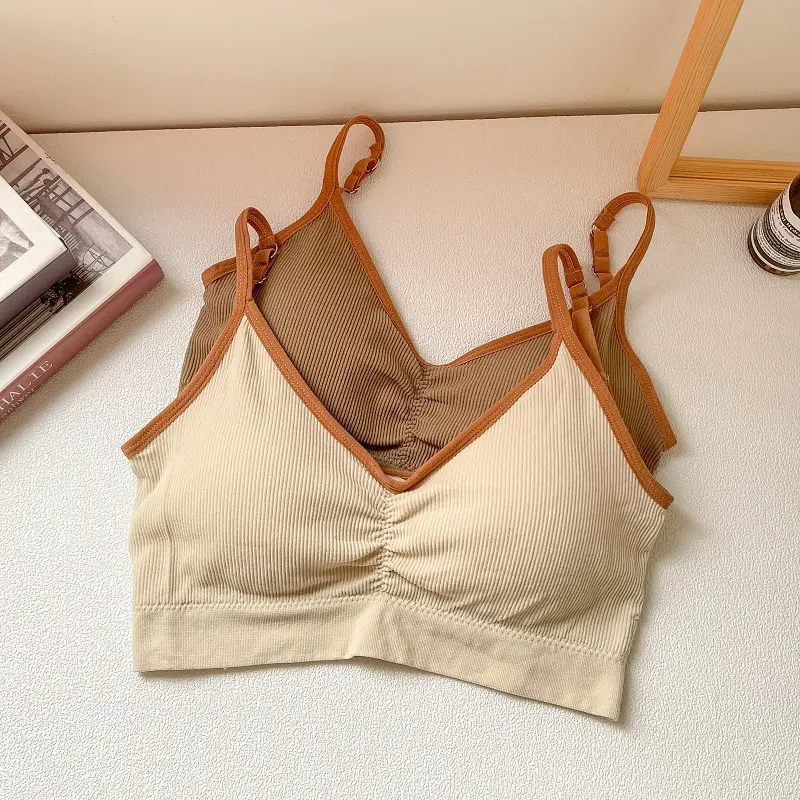 Women's Cotton Underwear Tube Tops Sexy Color Matching Bra Fashion Sports Comfort Tank Up Girl Suspender Underwear Sexy Lingerie