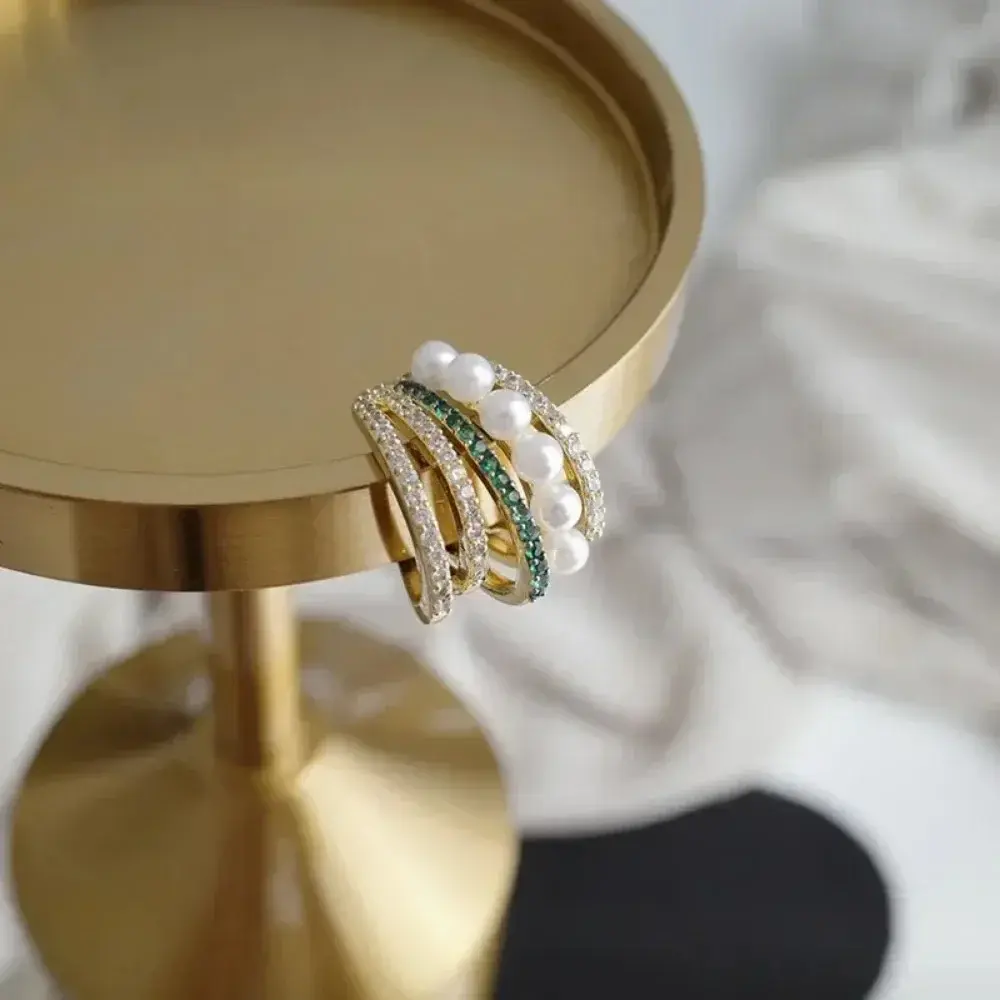 Fashion Double Layer Pearl Clip Earrings for Women Korean Girls Luxury Zircon Ear Cuff Clip Without Pierced Ear Cuff Jewerly