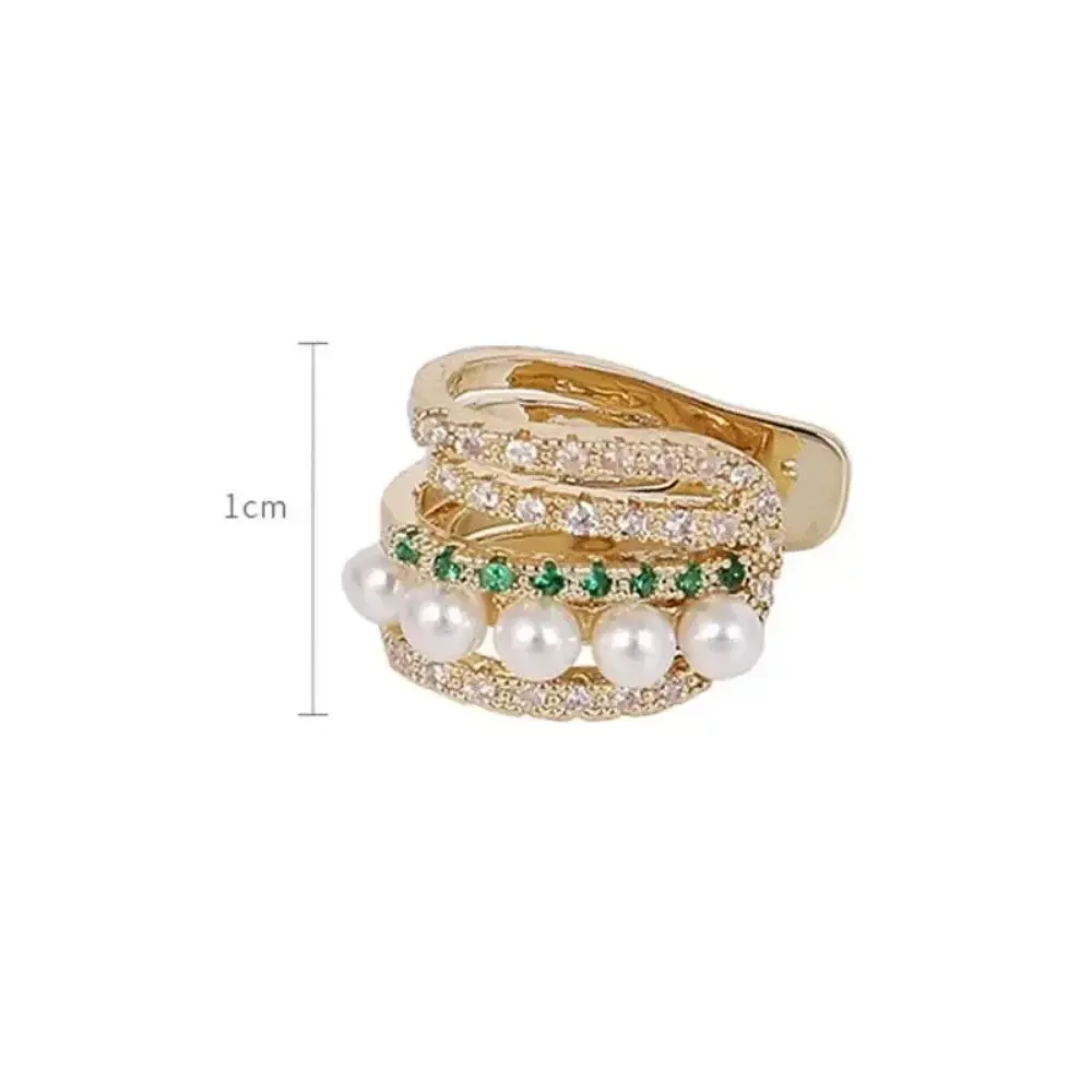 Fashion Double Layer Pearl Clip Earrings for Women Korean Girls Luxury Zircon Ear Cuff Clip Without Pierced Ear Cuff Jewerly