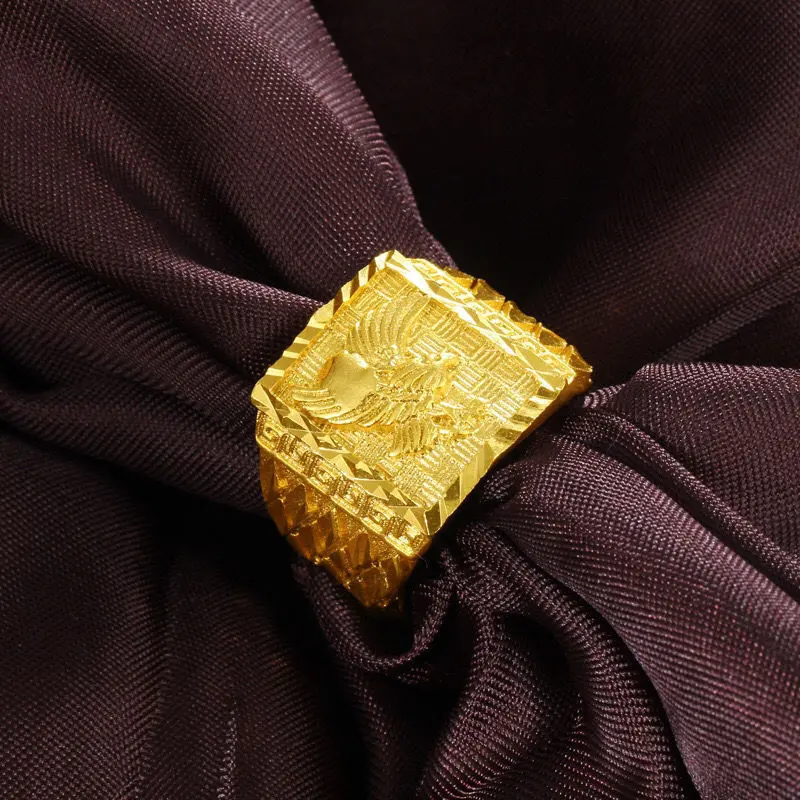 Exquisite Gold Color Eagle Ring for men brother Father women Jewelry open Engagement Wedding Finger Rings Not Fade
