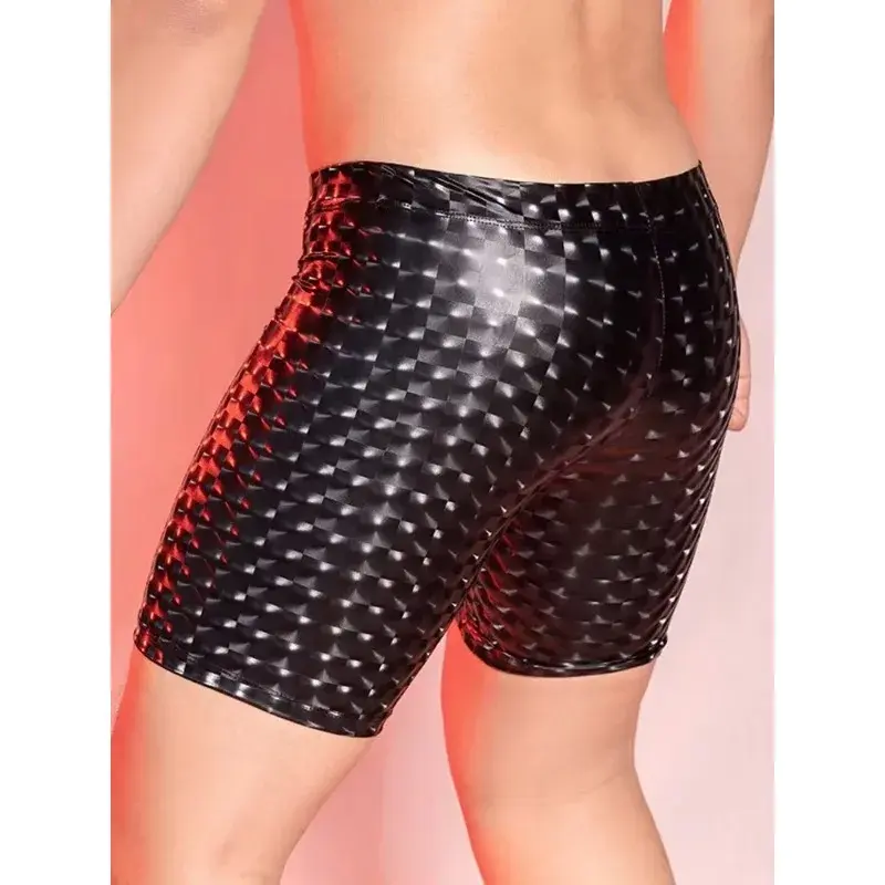 Sexy PU Shorts Leopard Print Pants Men Clothing Tights Male Clothes U Bulge Pouch Pants Shorts Gym Boxer Man Shapewear Lift Butt