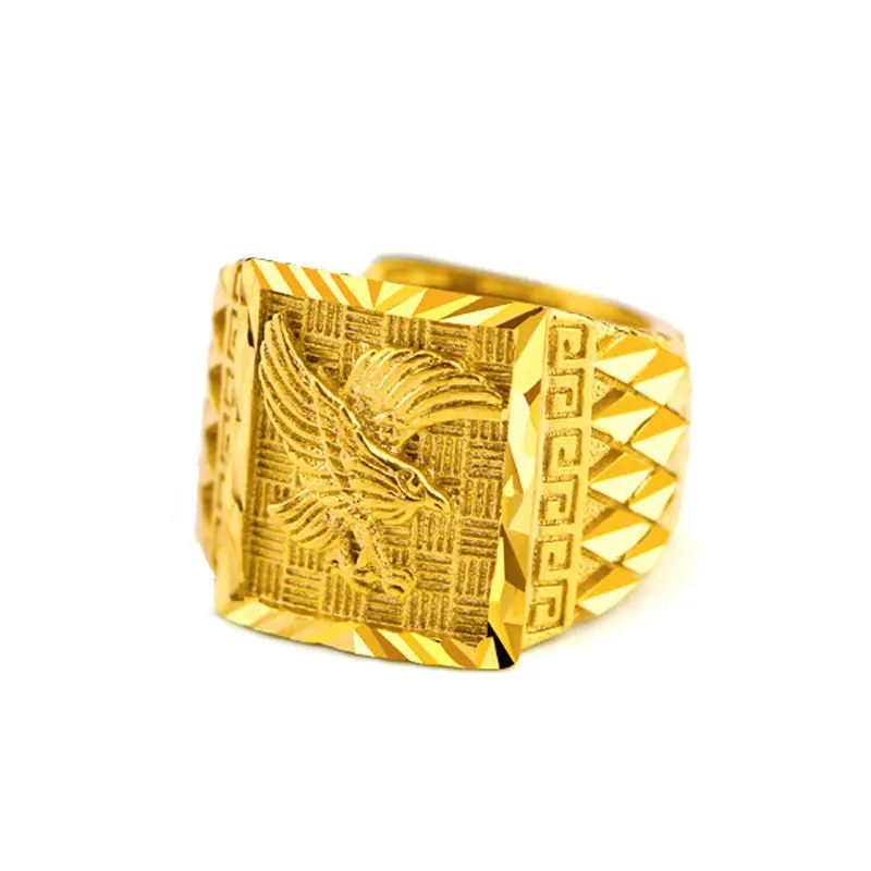 Exquisite Gold Color Eagle Ring for men brother Father women Jewelry open Engagement Wedding Finger Rings Not Fade
