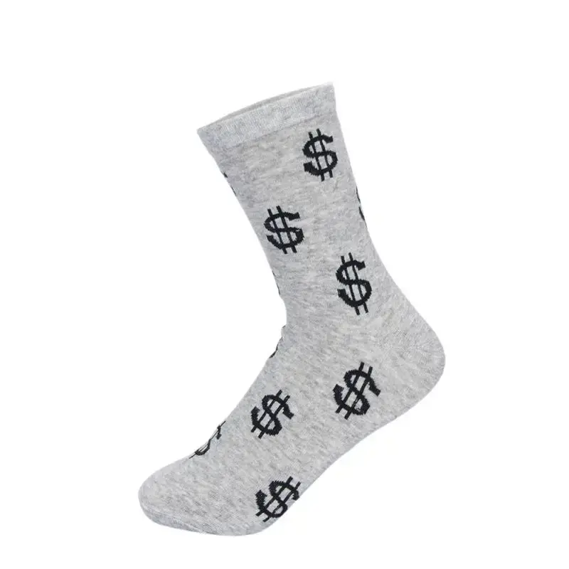 New Spring Novelty Men's Long Socks Harajuku Money Dollar 3D Patterned Socks Funny Cartoon Sock Pure Cotton for Men