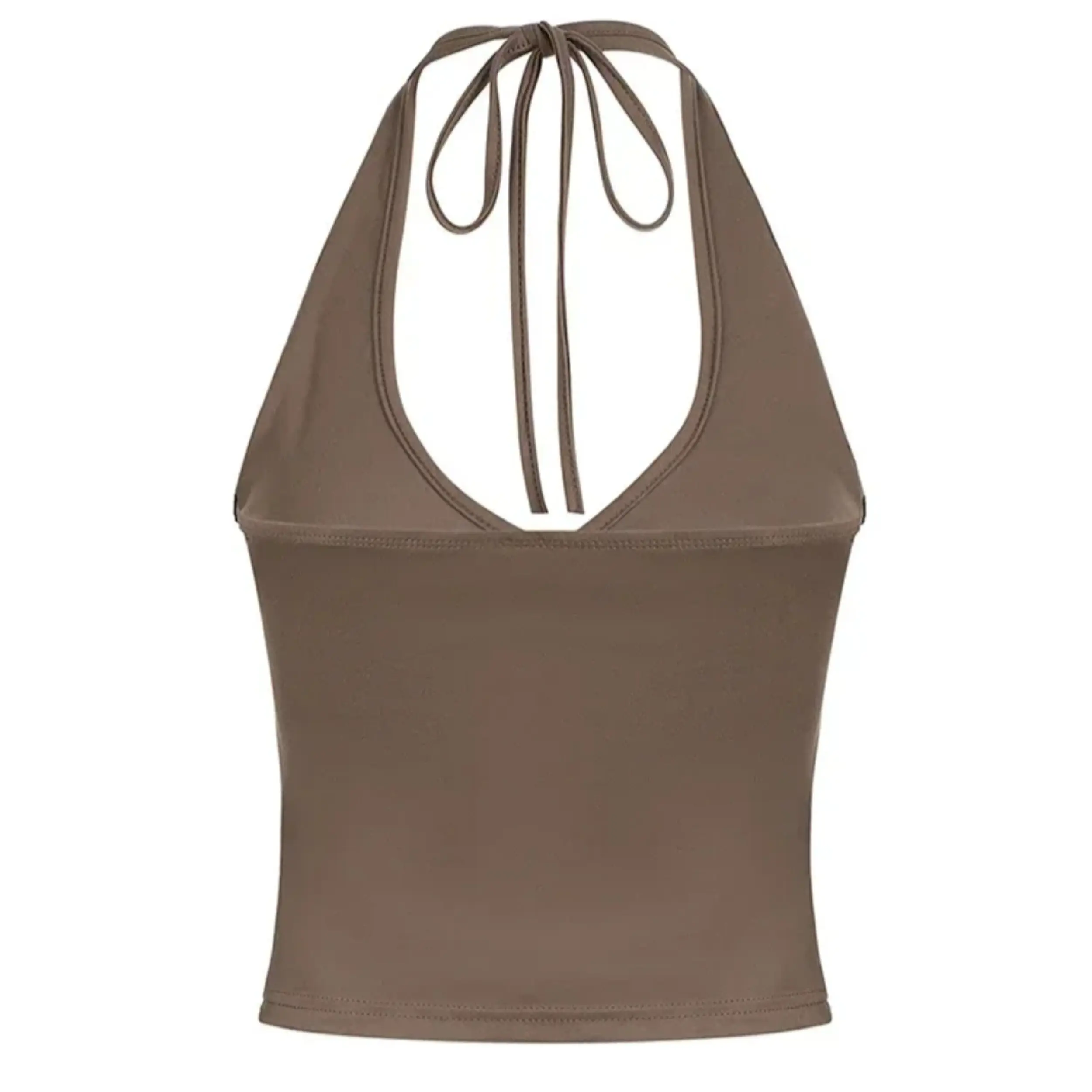 Basic Solid Backless Halter Top Sexy Slim Deep V-Neck Sleeveless Tank Tops Women Summer Fashion Streetwear Ladies