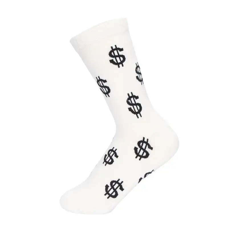 New Spring Novelty Men's Long Socks Harajuku Money Dollar 3D Patterned Socks Funny Cartoon Sock Pure Cotton for Men