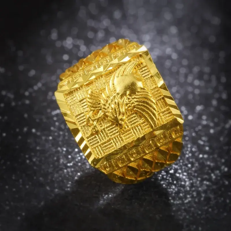 Exquisite Gold Color Eagle Ring for men brother Father women Jewelry open Engagement Wedding Finger Rings Not Fade