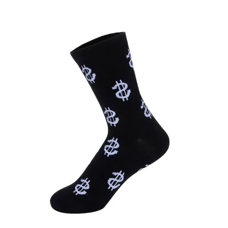 New Spring Novelty Men's Long Socks Harajuku Money Dollar 3D Patterned Socks Funny Cartoon Sock Pure Cotton for Men