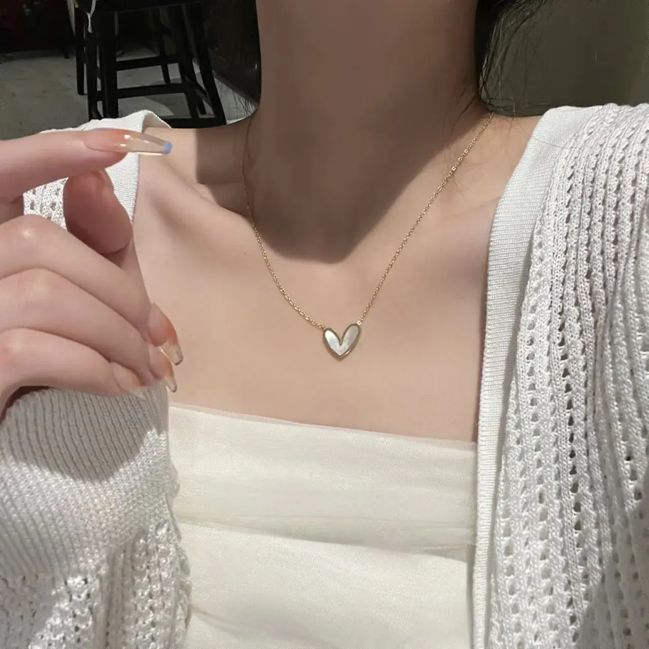 Minimalist Jewelry Pvd Gold Plated Stainless Steel Classic Shell Heart Shaped Shell Necklace for Women Party Wedding