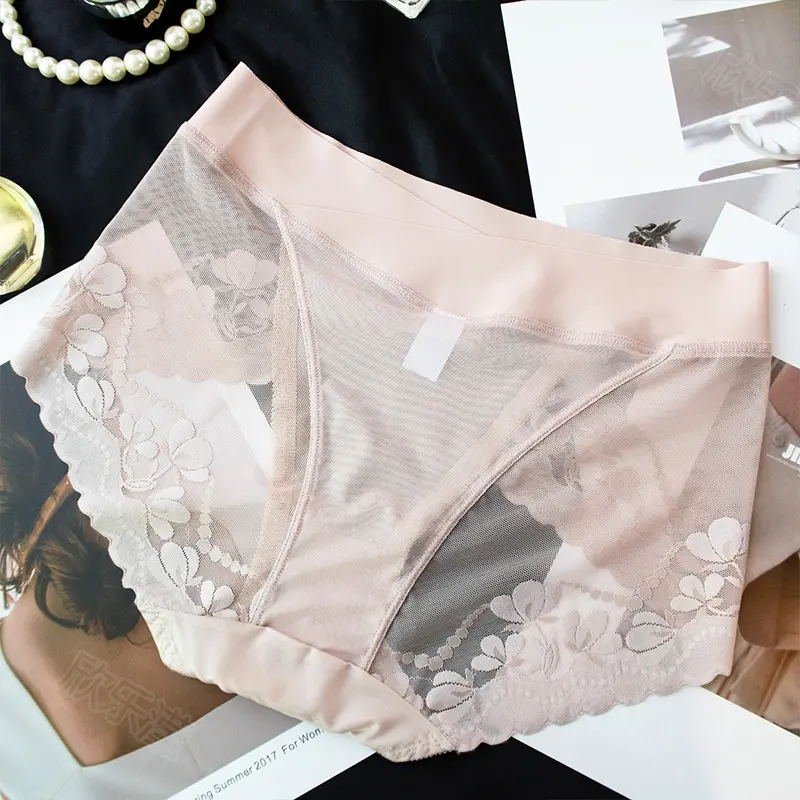 Lace Panties for Women French Style High Rise Satin Underwear Sexy Lady Lingerie Ultra-thin Girls' Briefs Comfort Underpants
