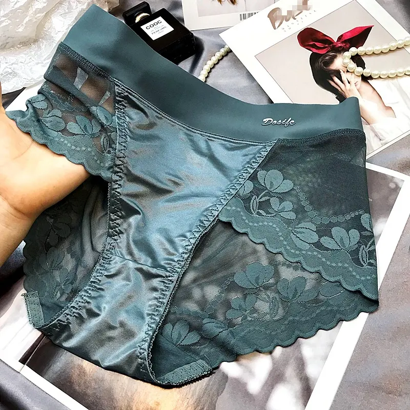 Lace Panties for Women French Style High Rise Satin Underwear Sexy Lady Lingerie Ultra-thin Girls' Briefs Comfort Underpants