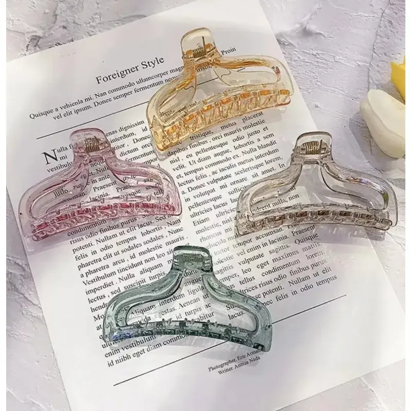 Half Transparent Pink Black Blue Crab Hair Clips Barrette Fashion Ornament Hair Claw Accessories Styling Braiding For Women