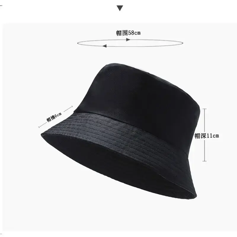 Black White Solid Bucket Hat Unisex Bob Caps Hip Hop Gorros Men Women Summer Panama Cap Beach Sun Fishing Boonie Hat