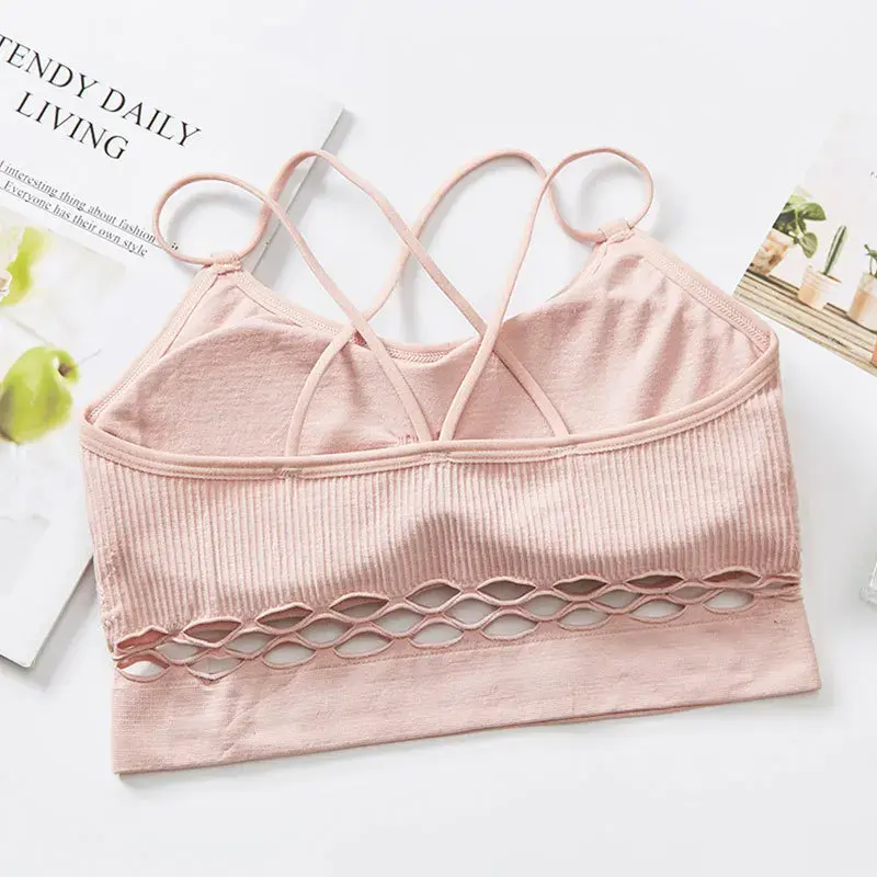 Hot Sales Tube Top Woman Sexy Lingerie Female Fitness Top Cross Strap Seamless Underwear Active Bra Women's Intimates Set