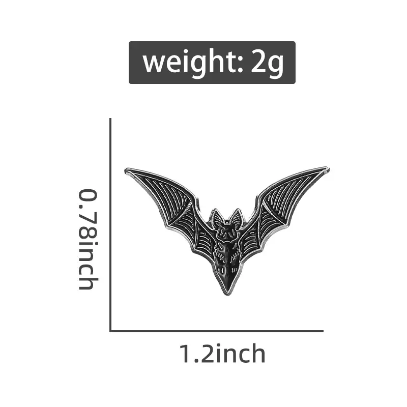 2/1Pcs Bat Enamel Pins Gothic Punk Witch Halloween Brooch Collar Badge Black Spooky Jewelry Gift for Friends