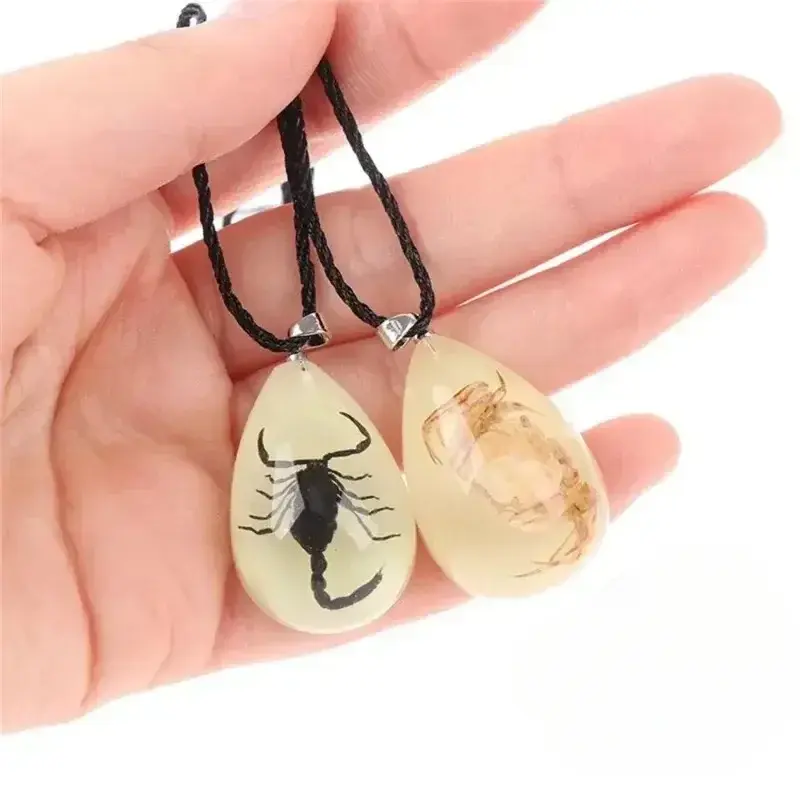 Natural Insect Pendants Bohemian Custom Necklace Vintage Scorpion Chain Necklace Bronze Blue Women Boho Jewelry