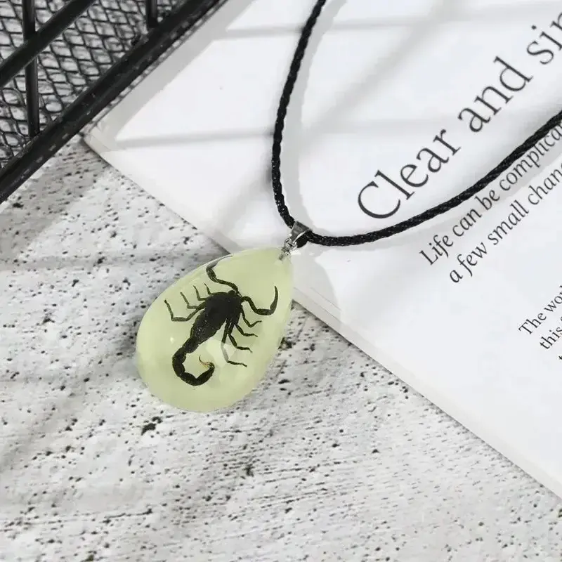 Natural Insect Pendants Bohemian Custom Necklace Vintage Scorpion Chain Necklace Bronze Blue Women Boho Jewelry