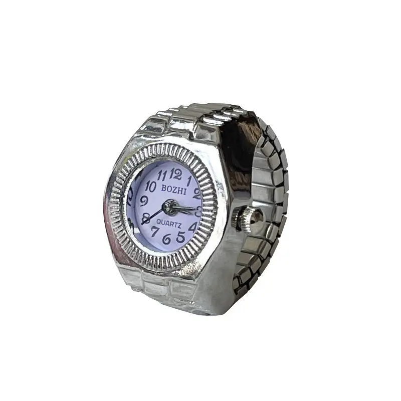 Y2K Punk Quartz Watch Rings for Couple Women Man Hip Hop Mini Elastic Stretchy Watch Finger Ring Retro Fashion Jewelry Gift
